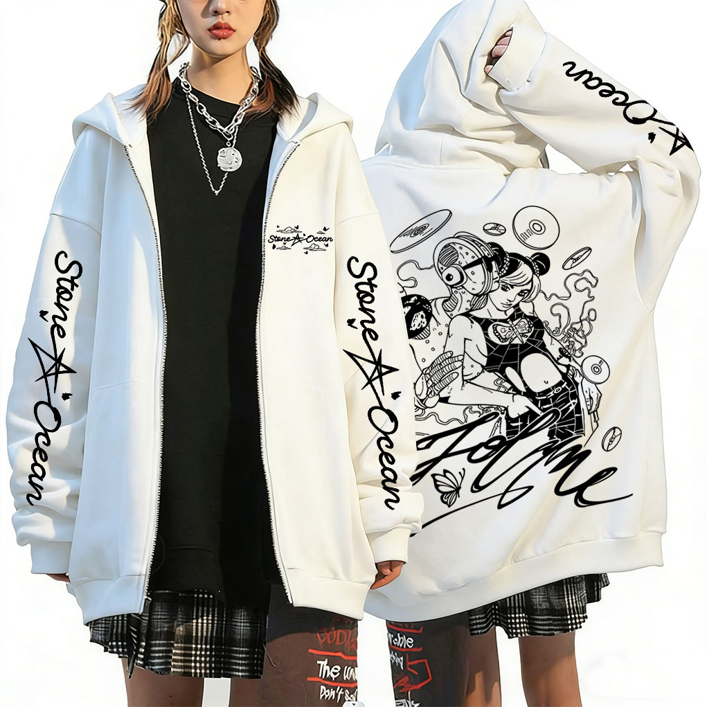 Anime Merch Hoodie - Hoodie com Zíper Anime Jojo Bizarre